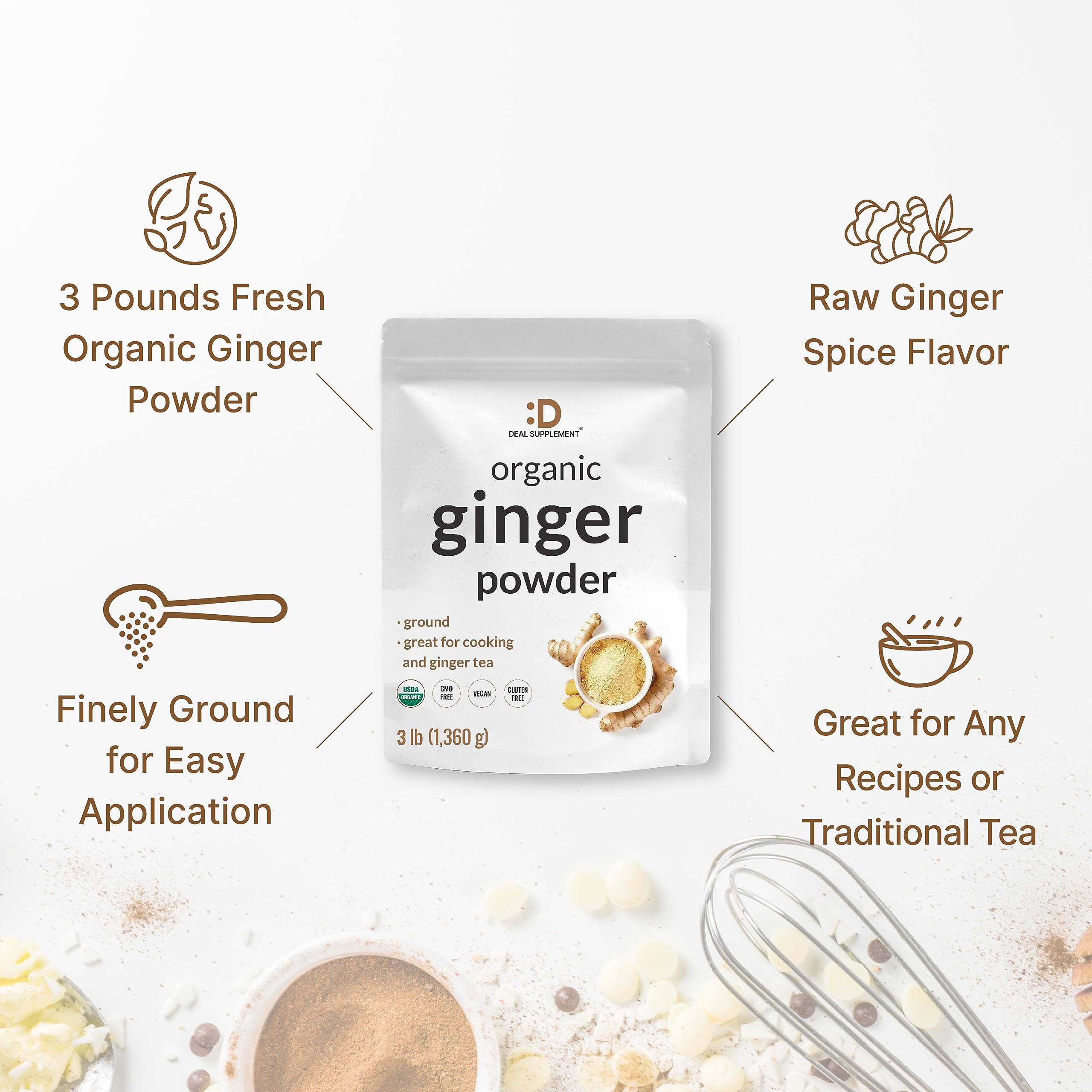 DEAL SUPPLEMENT ginger powder tea mix ready to infuse warm beverages.