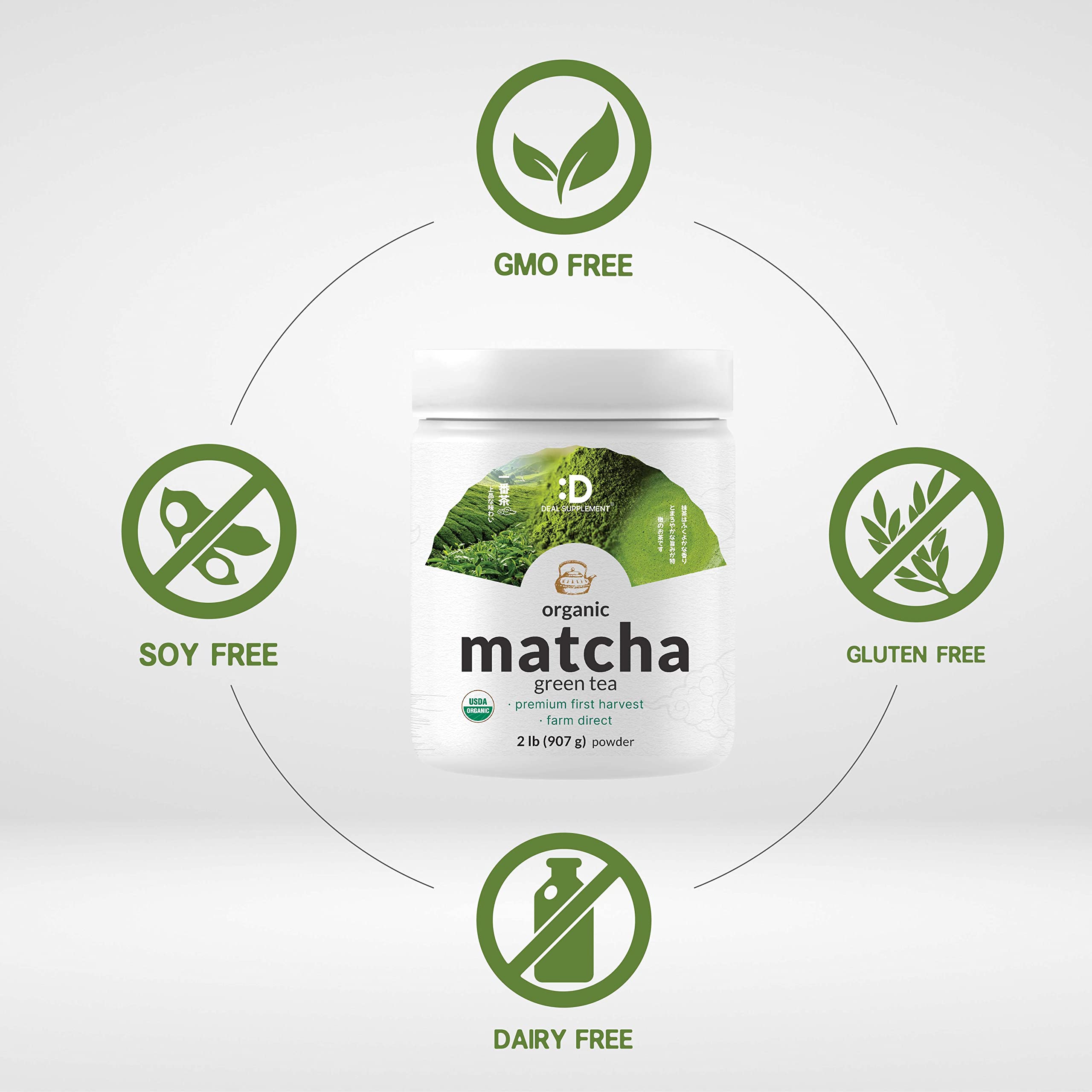 Iced matcha beverage poured in a glass featuring Deal Supplement
