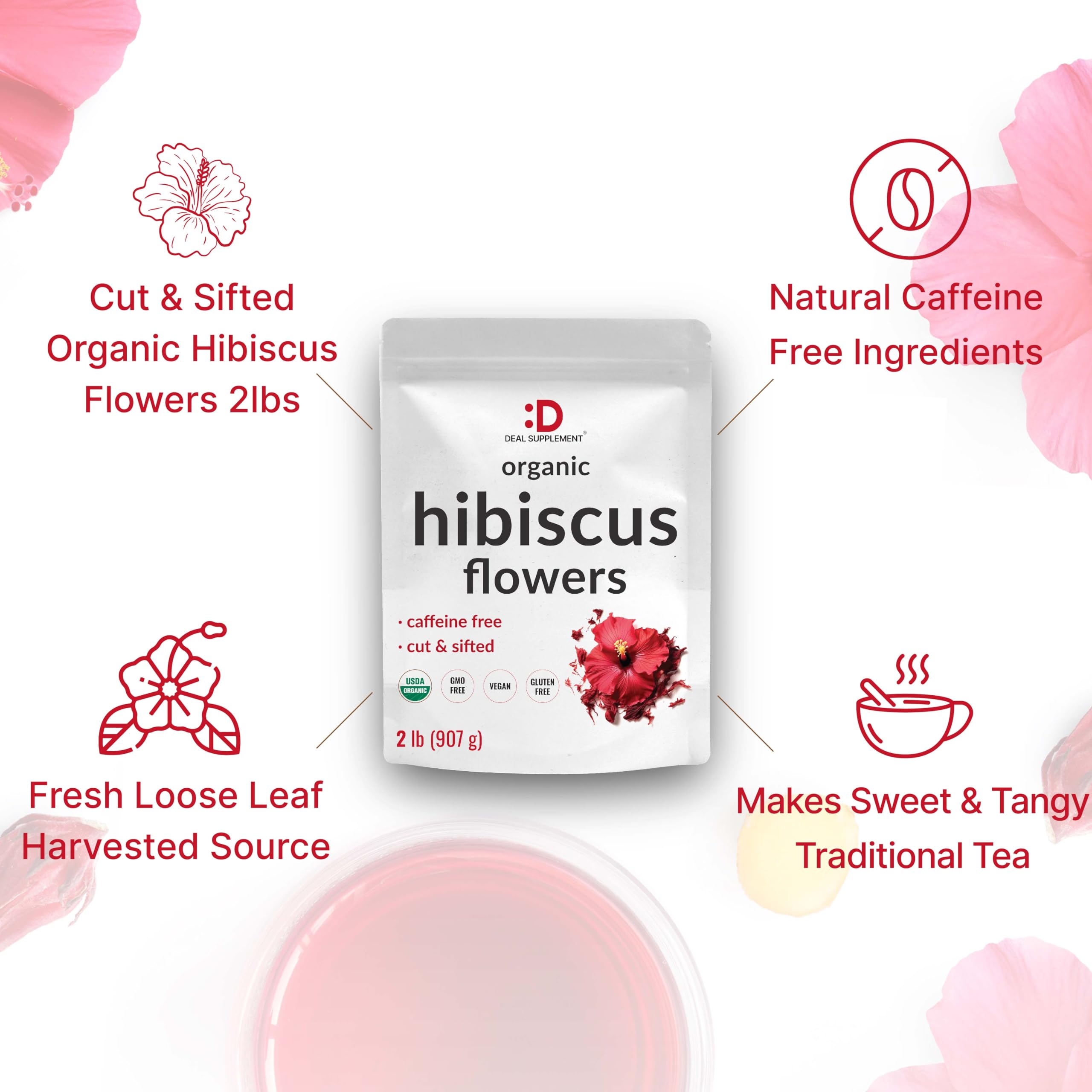 Deal Supplement organic hibiscus flowers are non-GMO and pure
