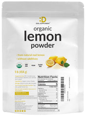DEAL SUPPLEMENT Organic Lemon Powder with a scoop illustrates easy portion control.