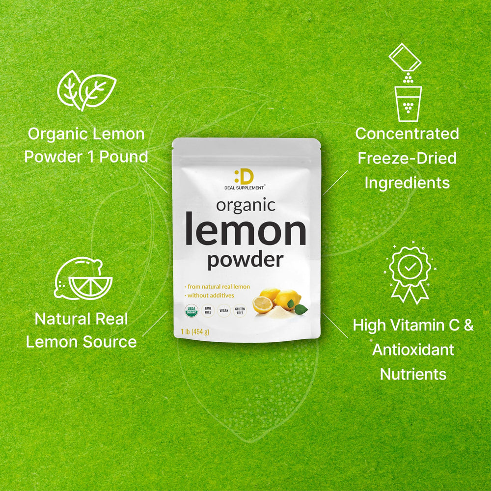 DEAL SUPPLEMENT Organic Lemon Powder in tea cup signals versatile flavor for hot beverages.