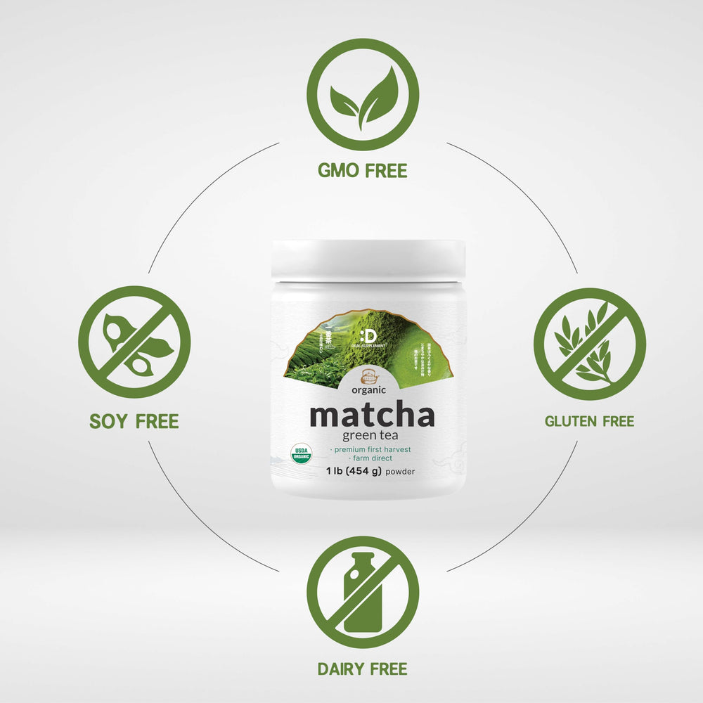Deal Supplement Organic Matcha Latte shot—creamy foam and vibrant green color.