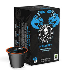 Death Wish Coffee Blueberry Vanilla pods ready for bold brew