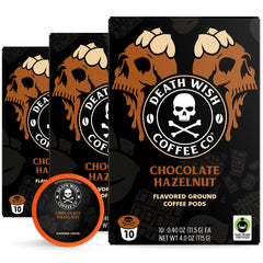 Death Wish Coffee chocolate hazelnut pods pack; convenient for busy mornings.