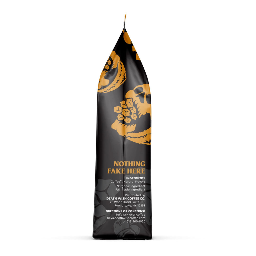 Death Wish Coffee coconut caramel ground cup ready-to-use for any brewer.
