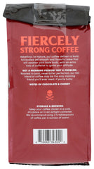 Measured spoon with Death Wish Coffee ground dark roast for precise brewing.