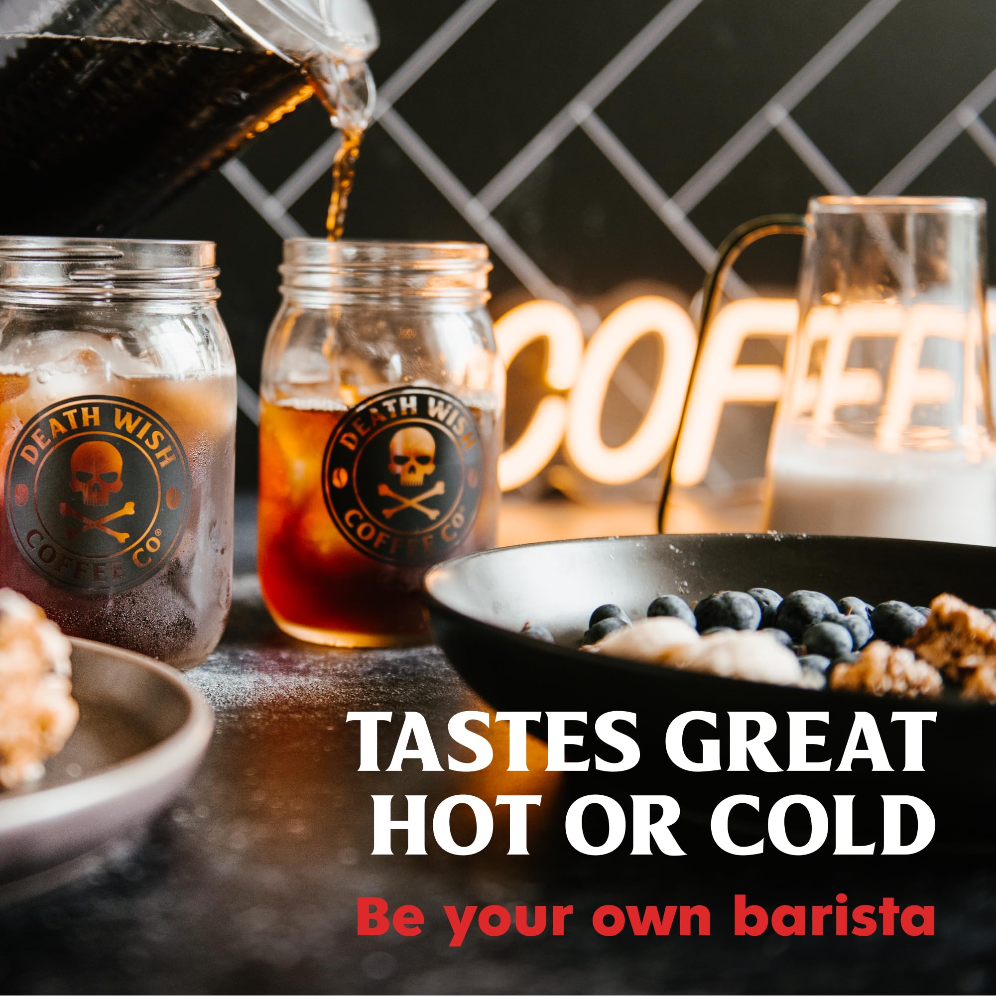 Death Wish Coffee quick-brew hot water preparation in minutes