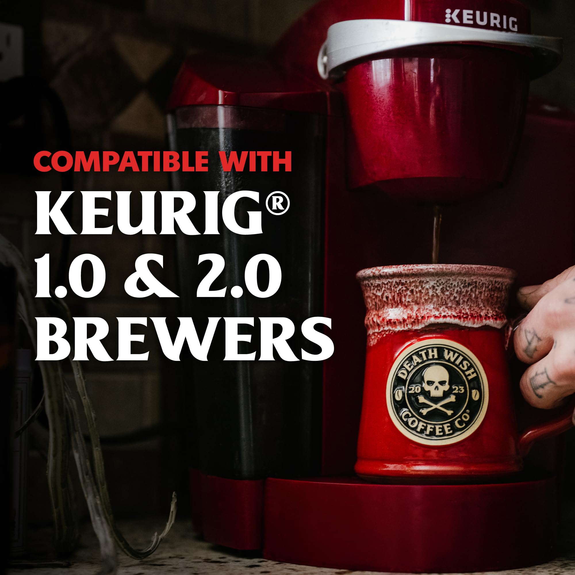 Death Wish Coffee Keurig compatible pods ready to brew