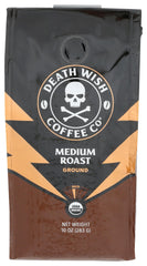 Death Wish Coffee Med Roast Ground packaging for bold daily brewing
