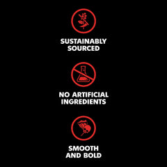 Death Wish Coffee organic fair trade label close-up highlighting ethical sourcing.