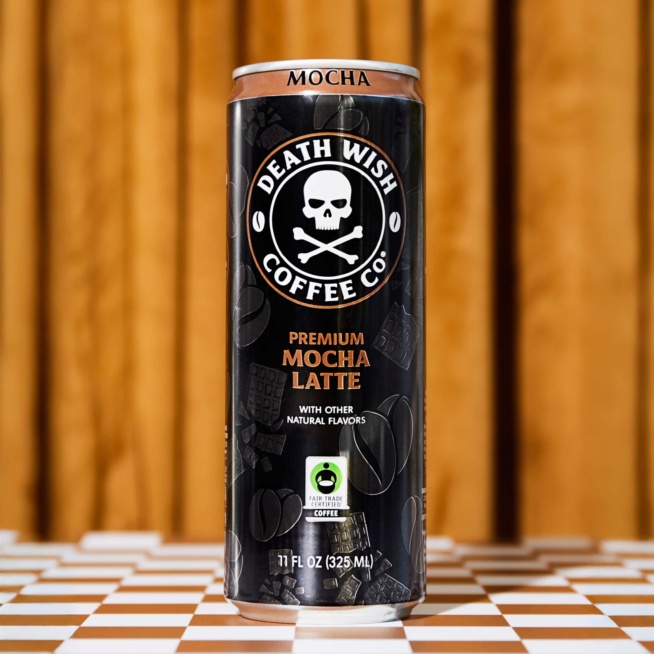 Death Wish Coffee ready-to-drink latte bottle ready to enjoy.