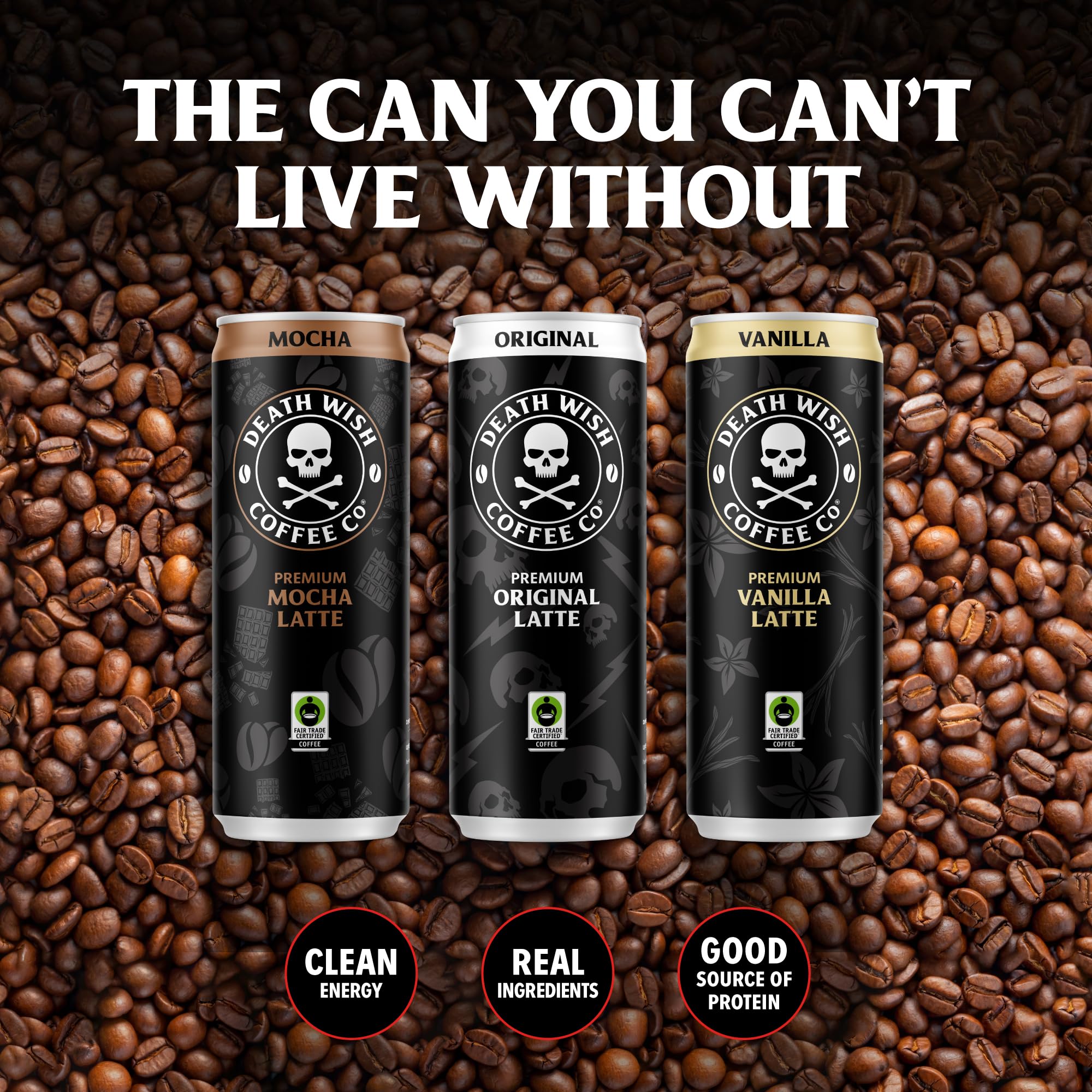 Death Wish Coffee mocha latte with foam, refreshing cold morning.