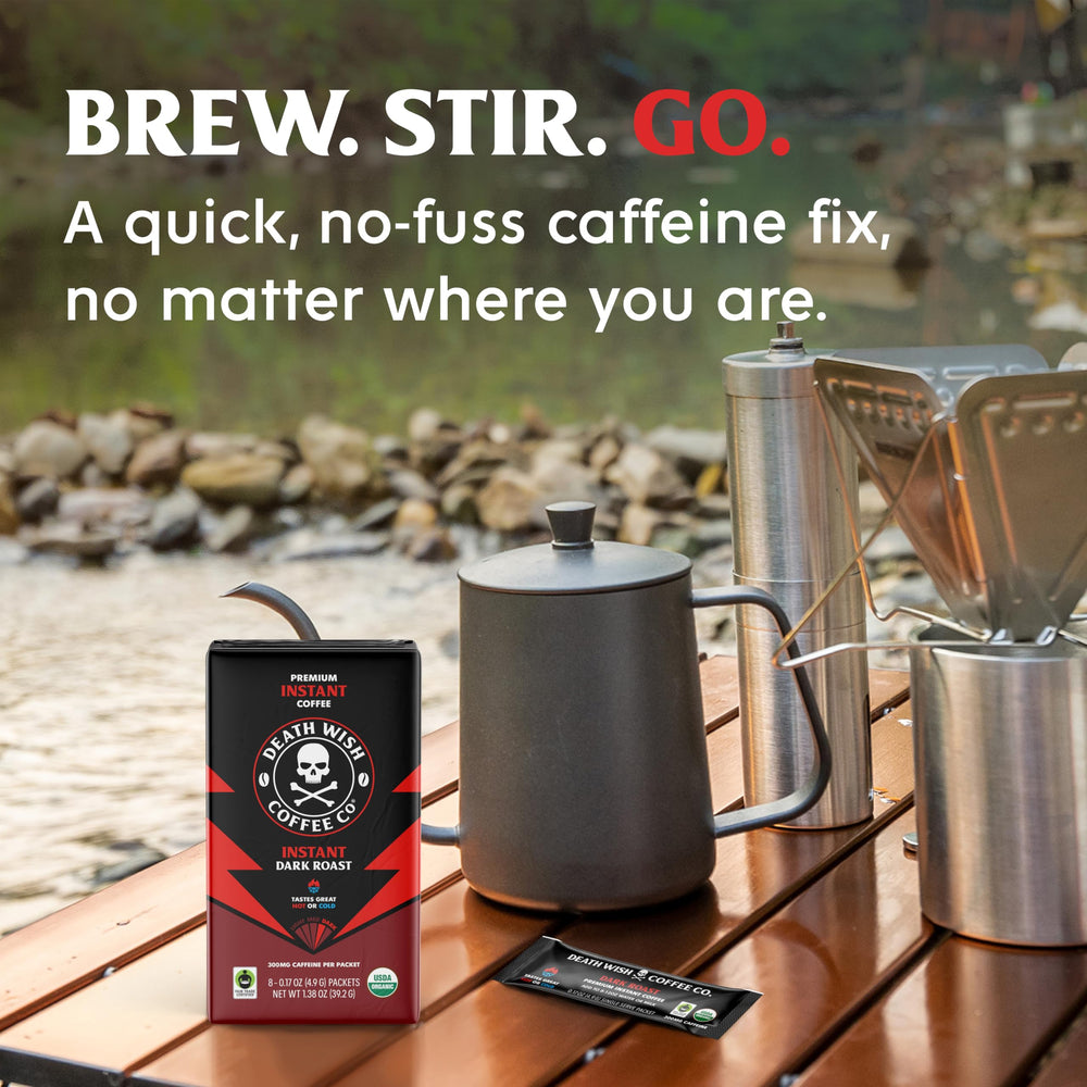 Death Wish Coffee strong aroma steams from cup after brew