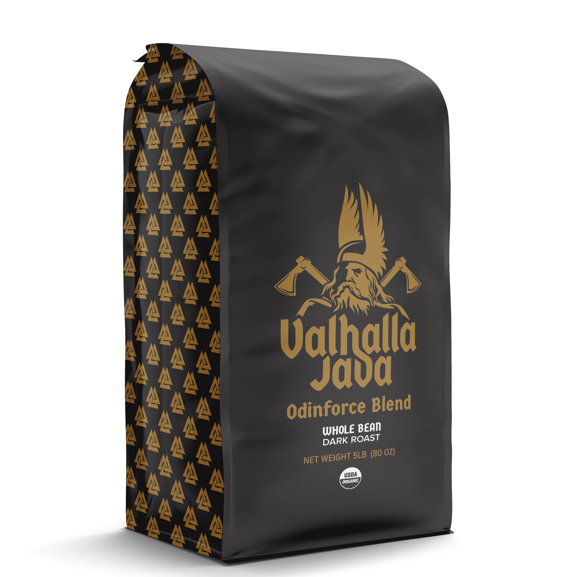 Death Wish Coffee Valhalla Java beans close-up for intense flavor.