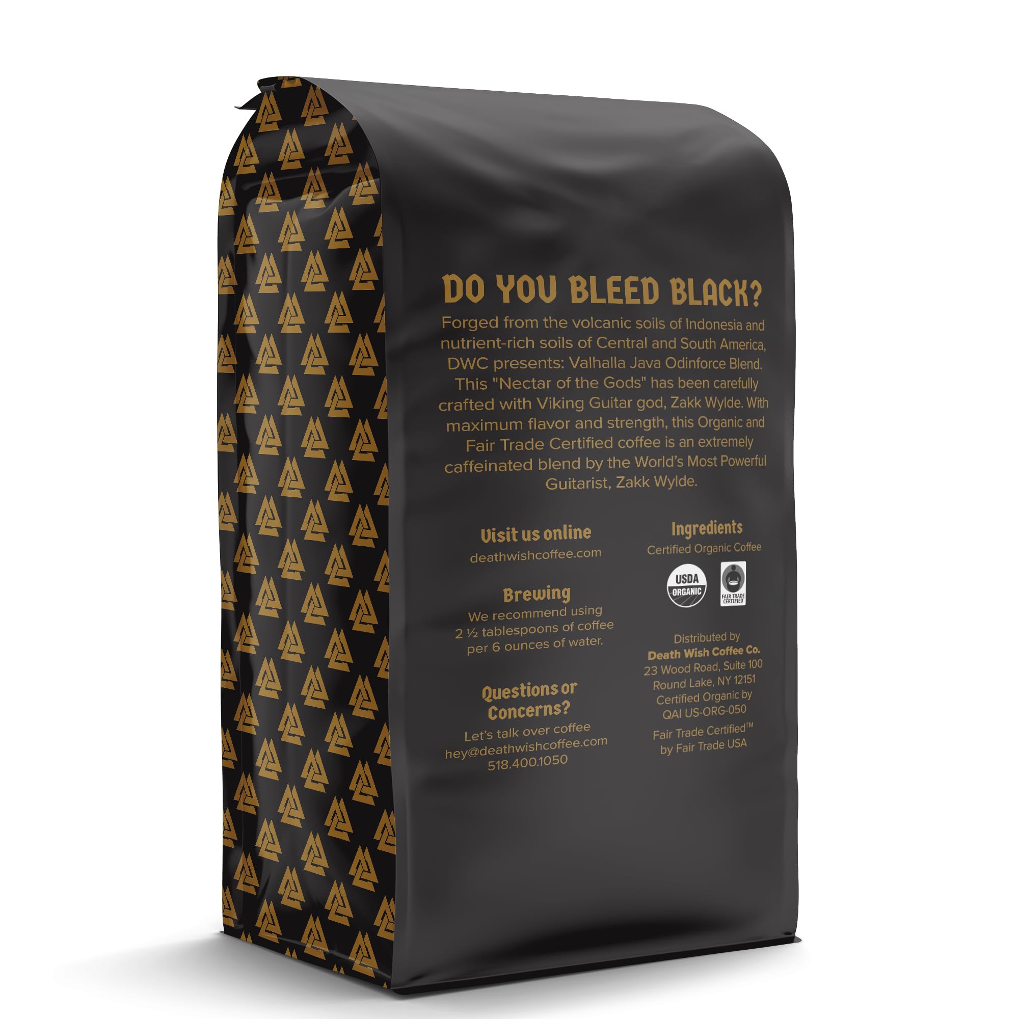 Death Wish Coffee Valhalla Java ground coffee in jar for rich cup.