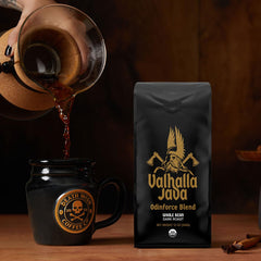 Death Wish Coffee Valhalla Odinforce beans close-up show cocoa aroma potential