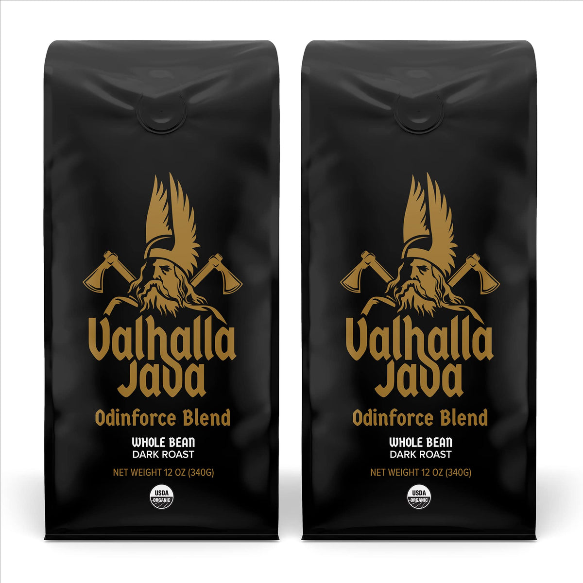 Death Wish Coffee Valhalla Java Odinforce blend beans with bold aroma and high caffeine potential