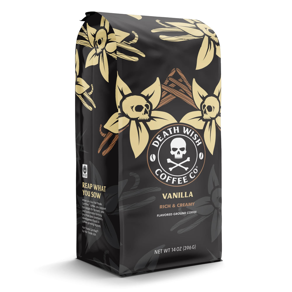 Iced coffee made with Death Wish Vanilla for refreshing cold brew.