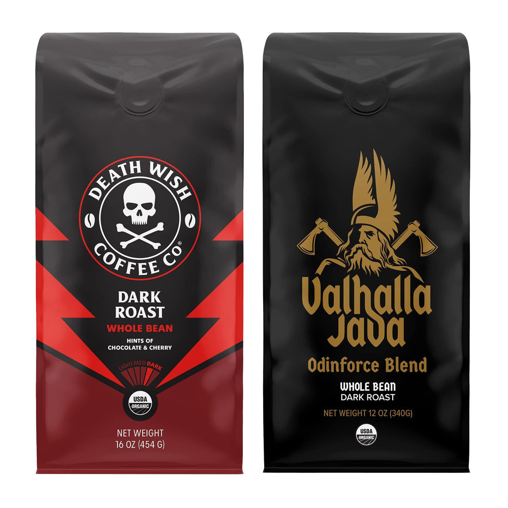 Death Wish Organic Dark Roast bundle with bold aroma for energized mornings.