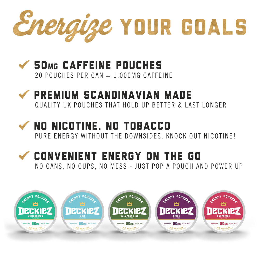 Deckiez Energy Pouch Mint flavor offers a refreshing sugar-free option