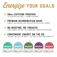 Deckiez Energy Pouch Mint flavor offers a refreshing sugar-free option