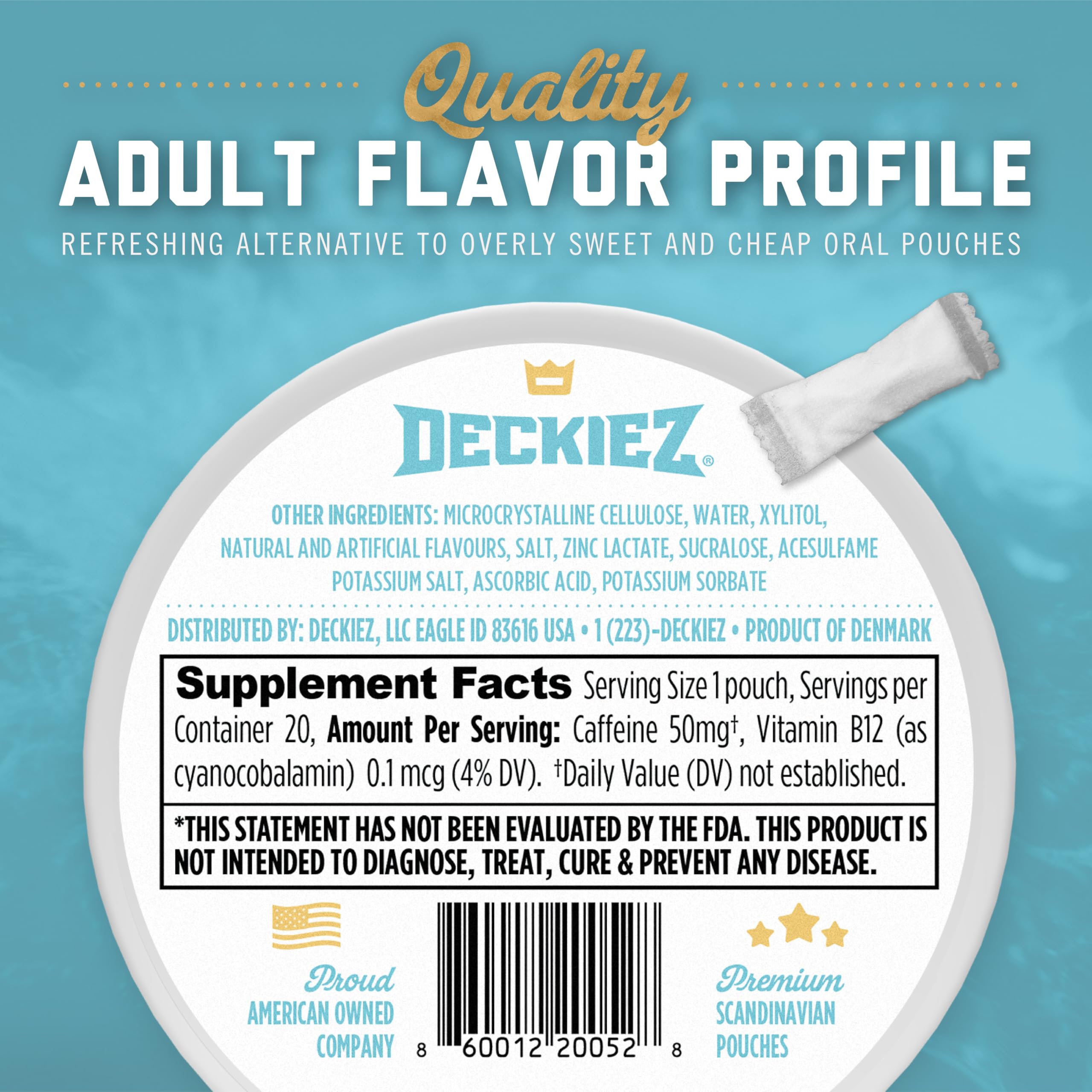 Deckiez Energy Pouch packaging shown as compact and travel-friendly