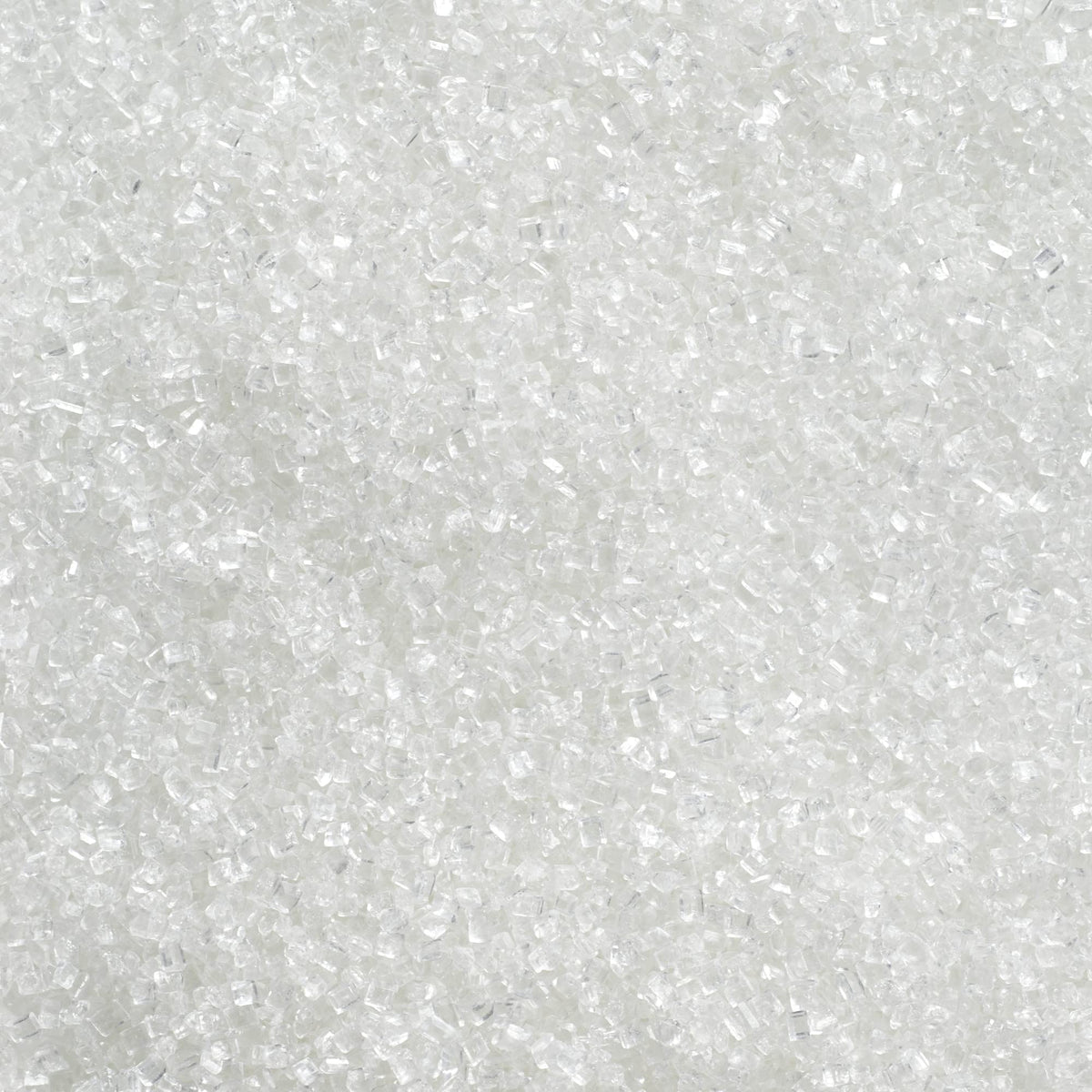 DecoPac sanding sugar white jar, front view, shimmering topping for cakes