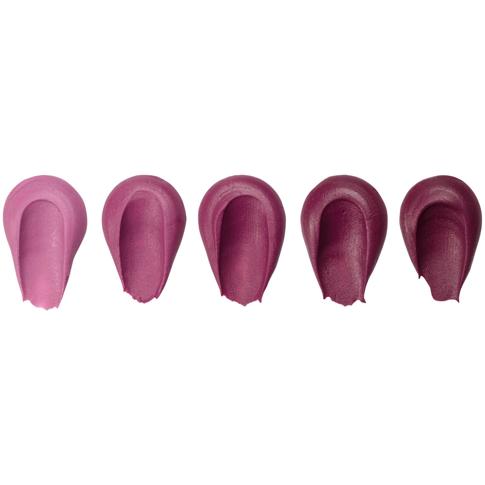DecoPac Burgundy gel color with easy pour tip in action.