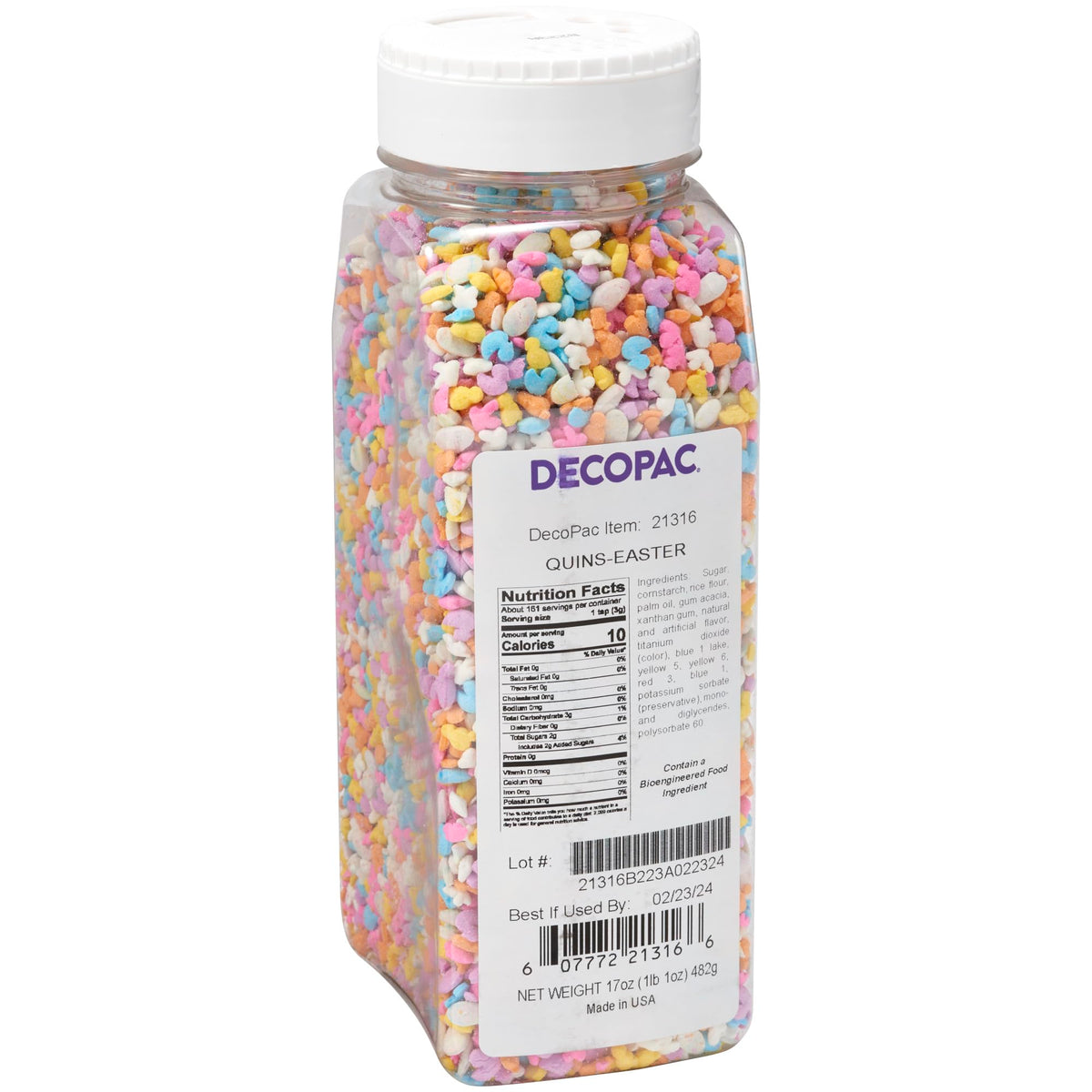 DecoPac Deluxe Easter Quins handheld container for quick decorating.