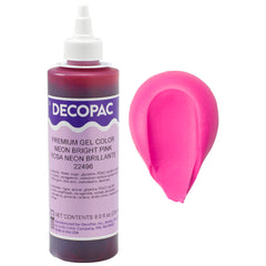 DecoPac Neon Bright Pink gel bottle adds vibrant color to buttercream and fondant.