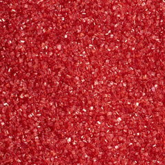 DecoPac red sanding sugar jar adds vibrant color to cakes.