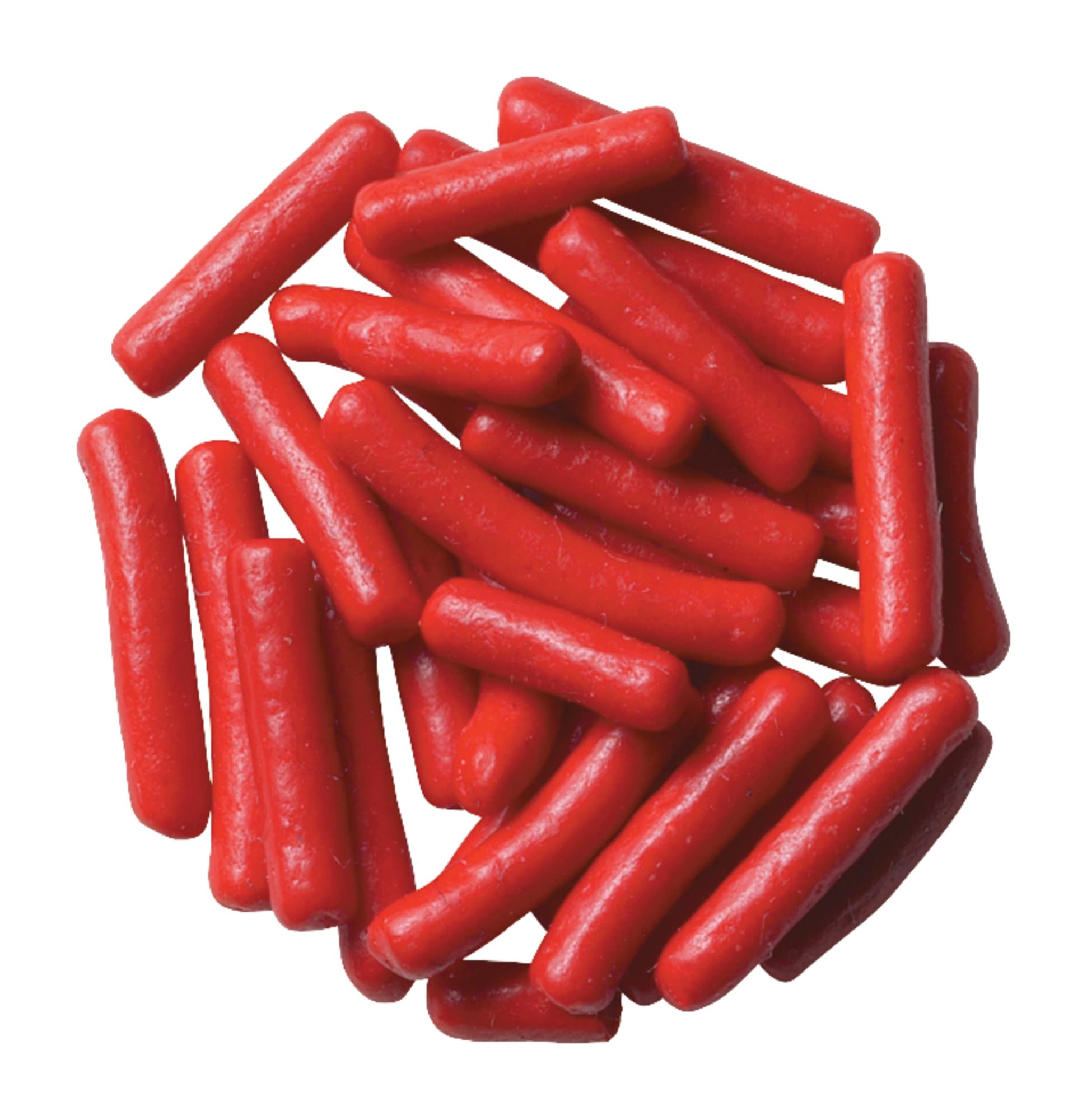 DecoPac Red Sprinkles in a resealable jar for easy storage.