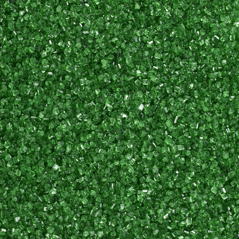 DecoPac green sanding sugar in 33oz container adds festive sparkle to desserts