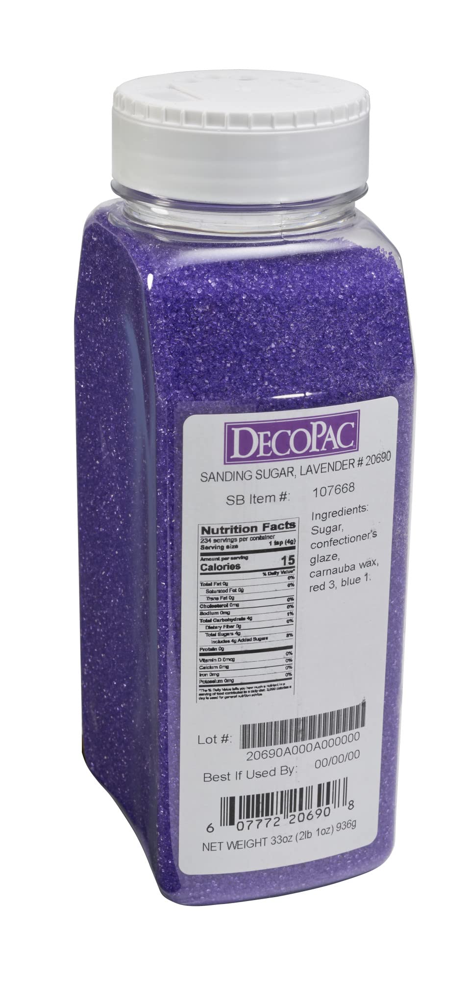 DecoPac Lavender Purple sanding sugar close-up showing fine crystals for royal icing