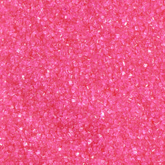 DecoPac Pink Sanding Sugar in a handheld jar adds sparkle to cakes