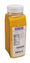 DecoPac yellow sanding sugar shaker top for precise dusting.