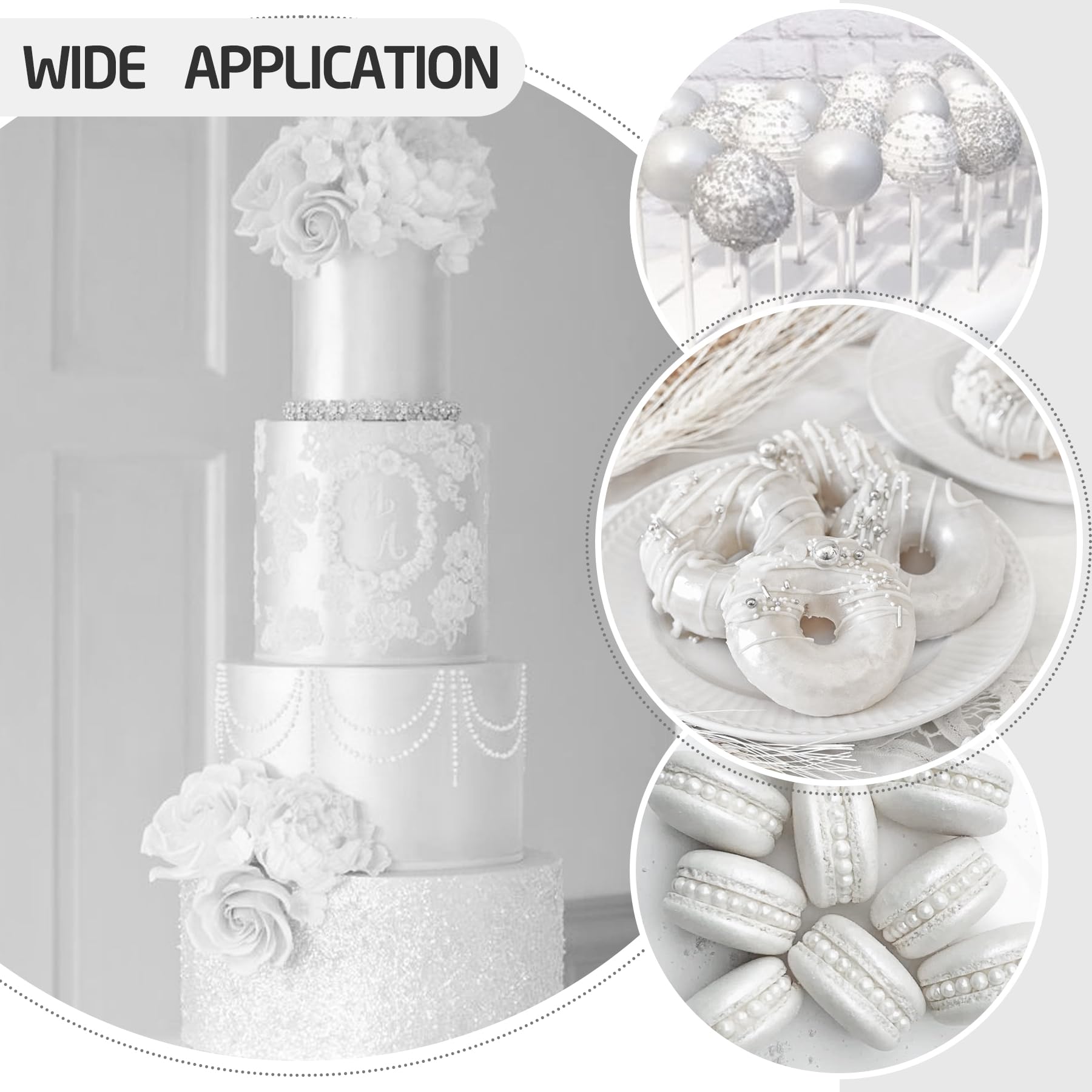 DecorRom edible sparkly dust for cakes enhances decorations with subtle shimmer.