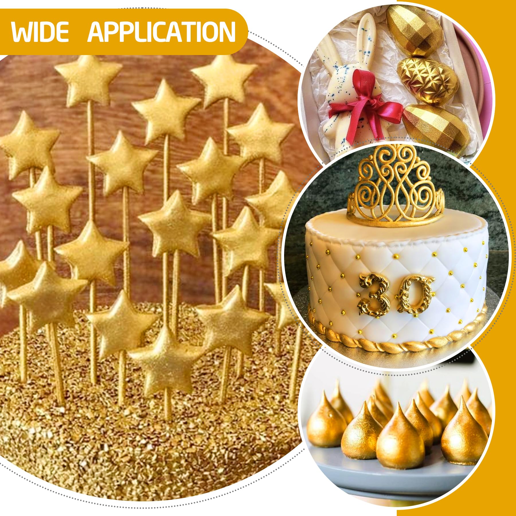 DecorRom Gold Glitter Dust on cookies creates glamorous sparkle.