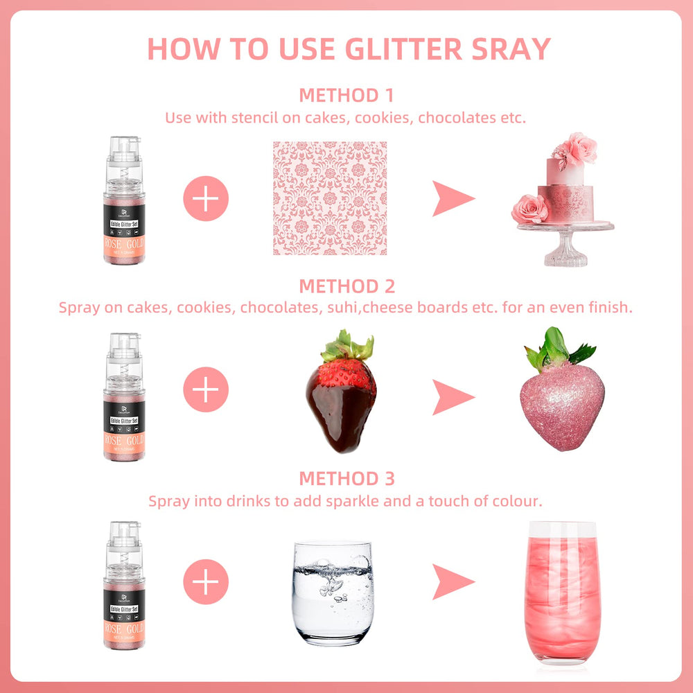 DecorRom Gold Glitter Spray on cocktails adds subtle shimmer and luxury.