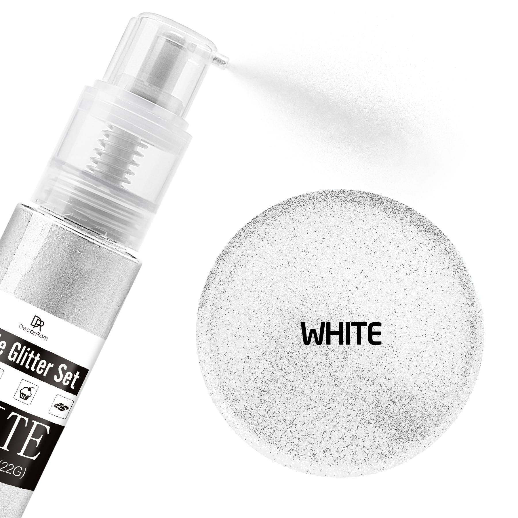 DecorRom luster dust metallic finish powder delivers pearlized shine for cakes.