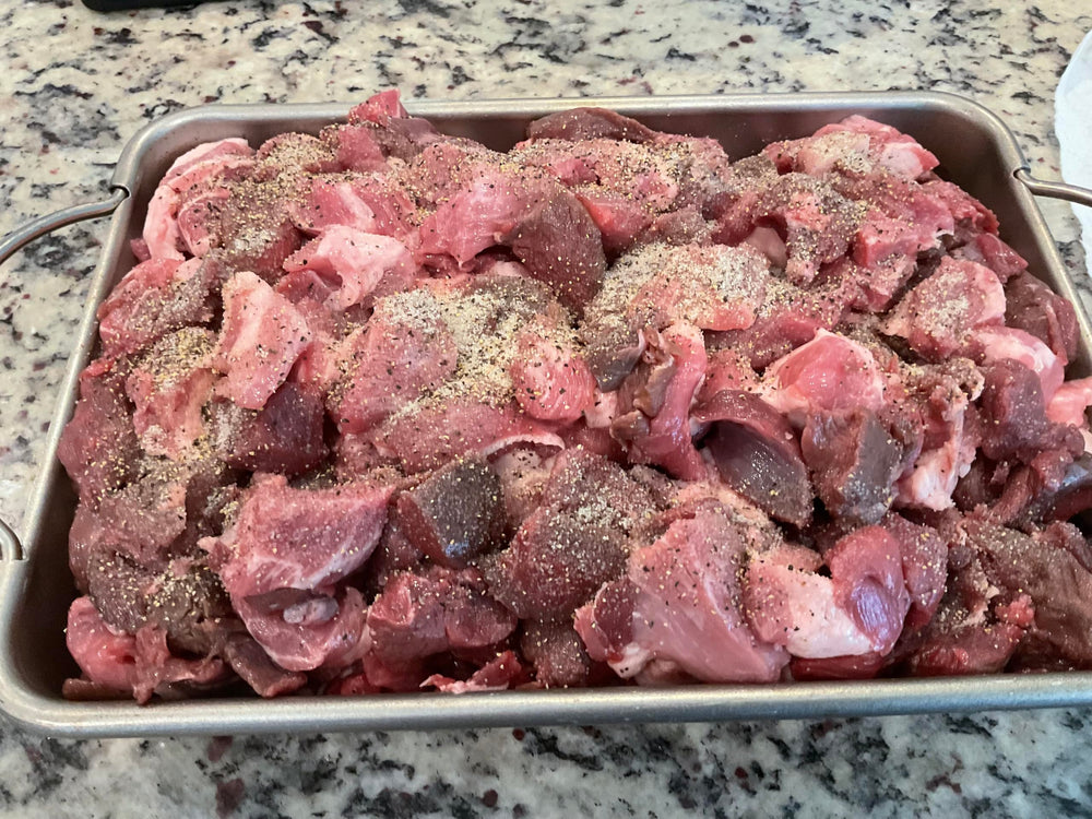 Deep Lake Butcher's Blend stirred into ground meat before cooking for balanced taste.