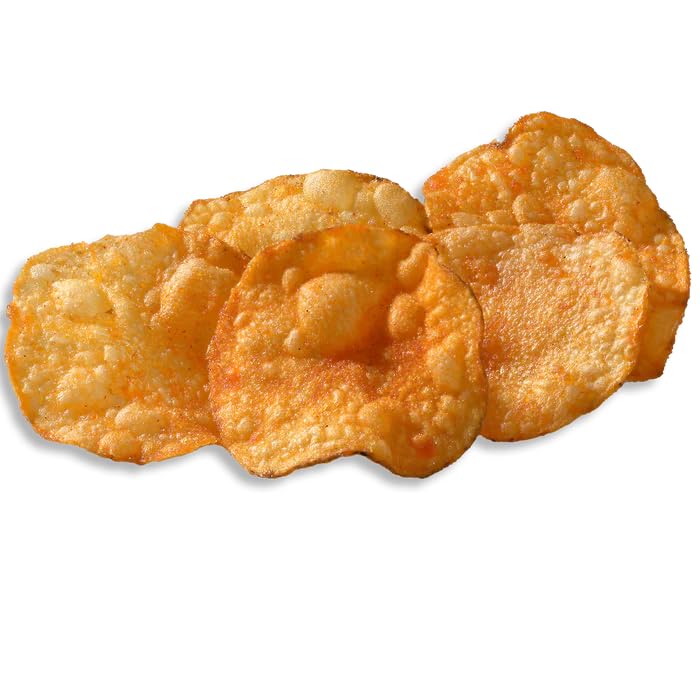 Close-up of Deep River Snacks Mesquite BBQ kettle chips highlighting bold mesquite notes.