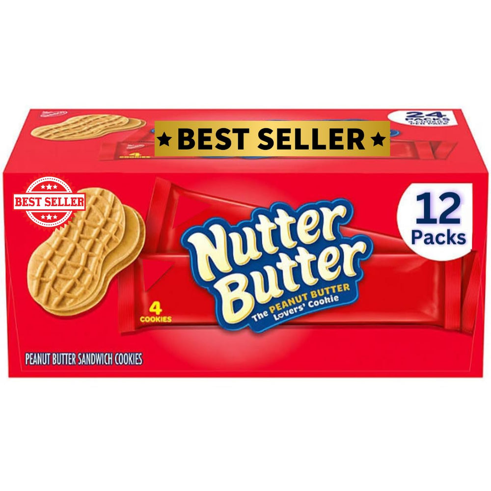 Deinum Nuter Butr 12-pack peanut butter sandwich cookies for on-the-go snacking.