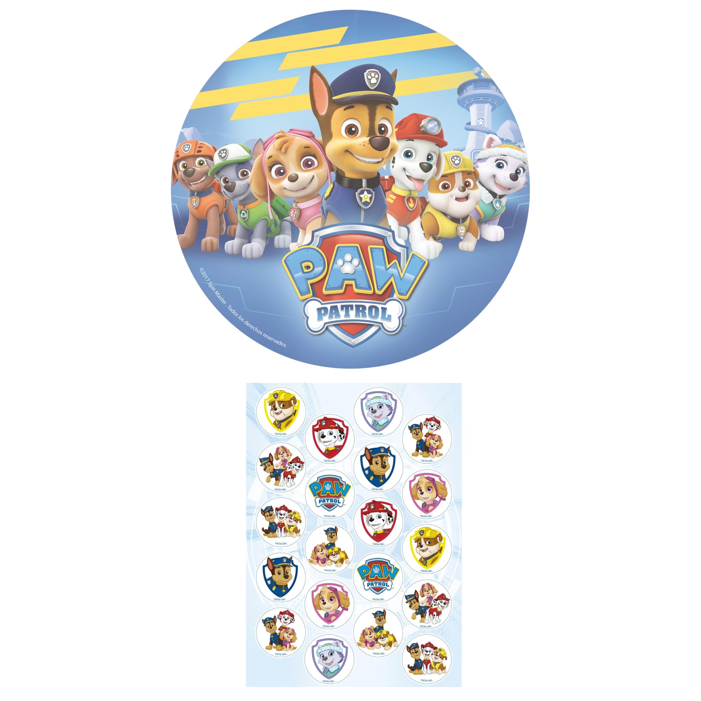 Dekozauber24 Paw Patrol edible cake topper for an 8-inch cake