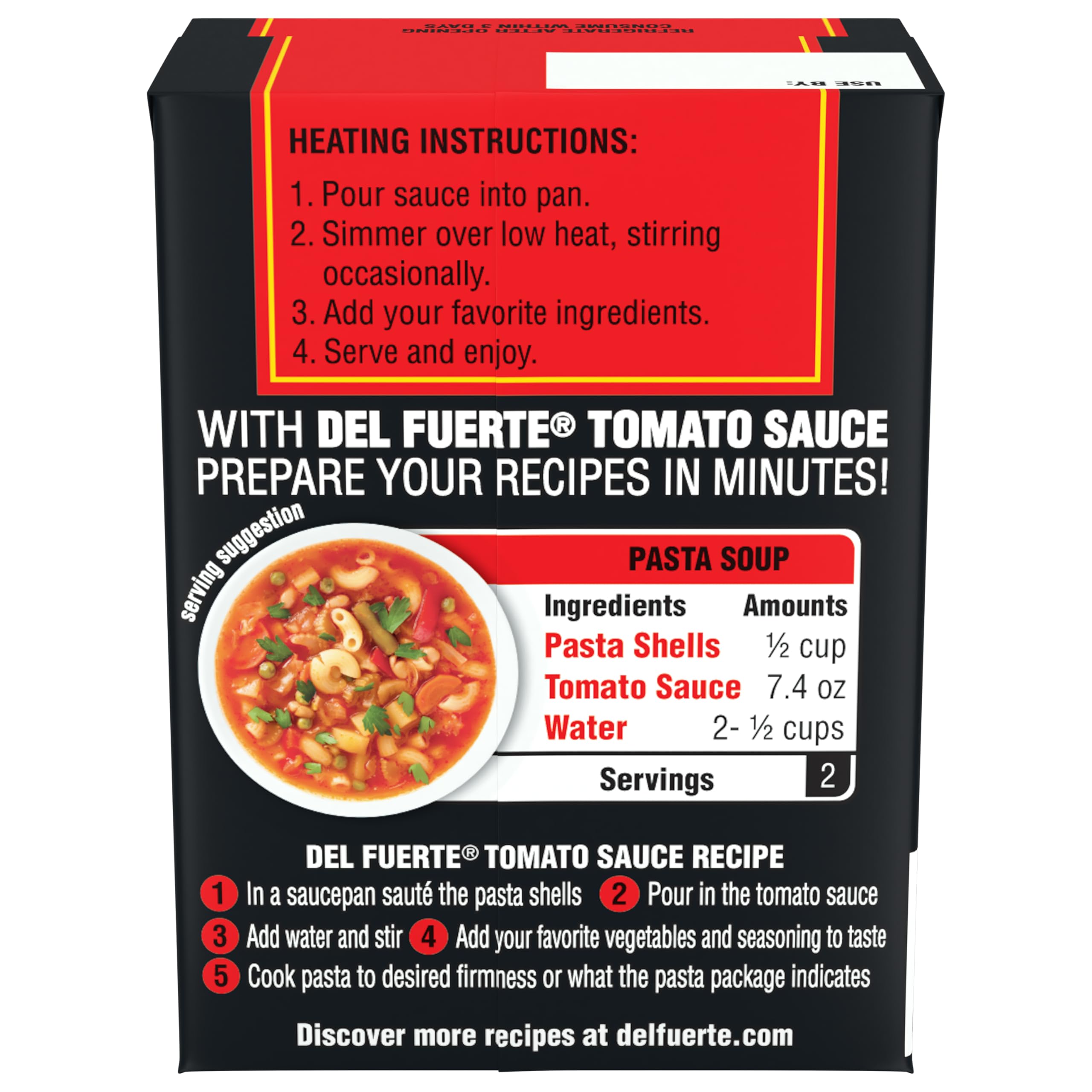 Del Fuerte tomato sauce served over pasta showcases versatile dinner ideas.