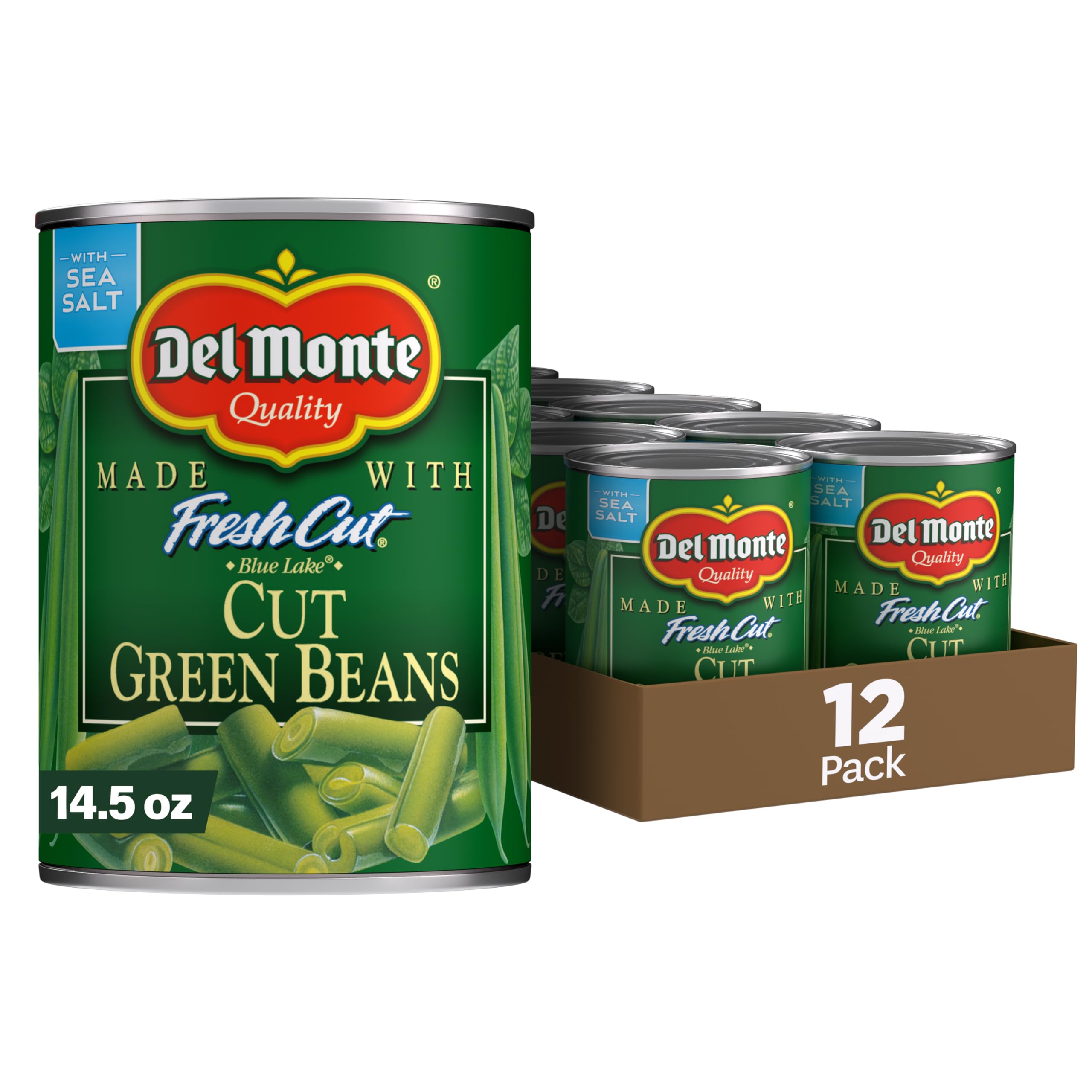 Del Monte Fresh Blue Lake green beans can front, vibrant and ready to serve.