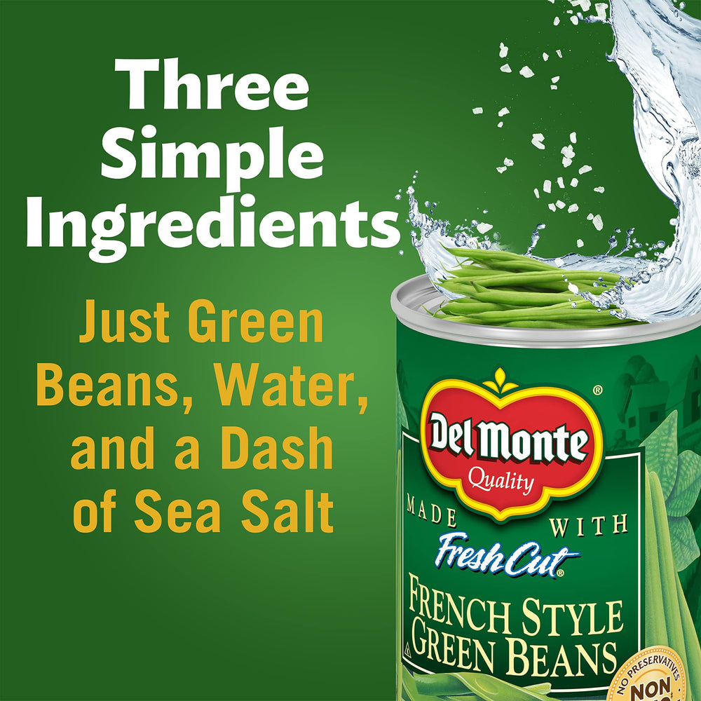 Del Monte Blue Lake Green Beans with water and sea salt for natural flavor.