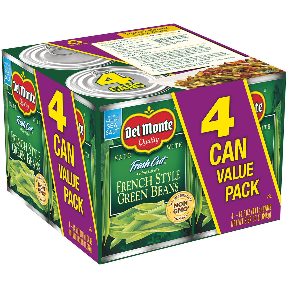 Del Monte Blue Lake green beans with pasta, a versatile pairing for meals.