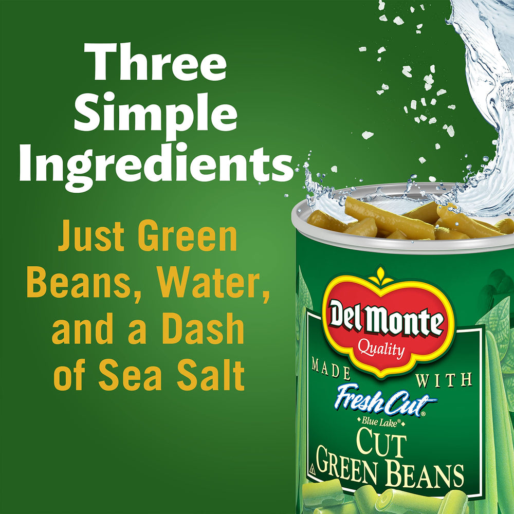 Can with natural sea salt accent on Del Monte Blue Lake beans