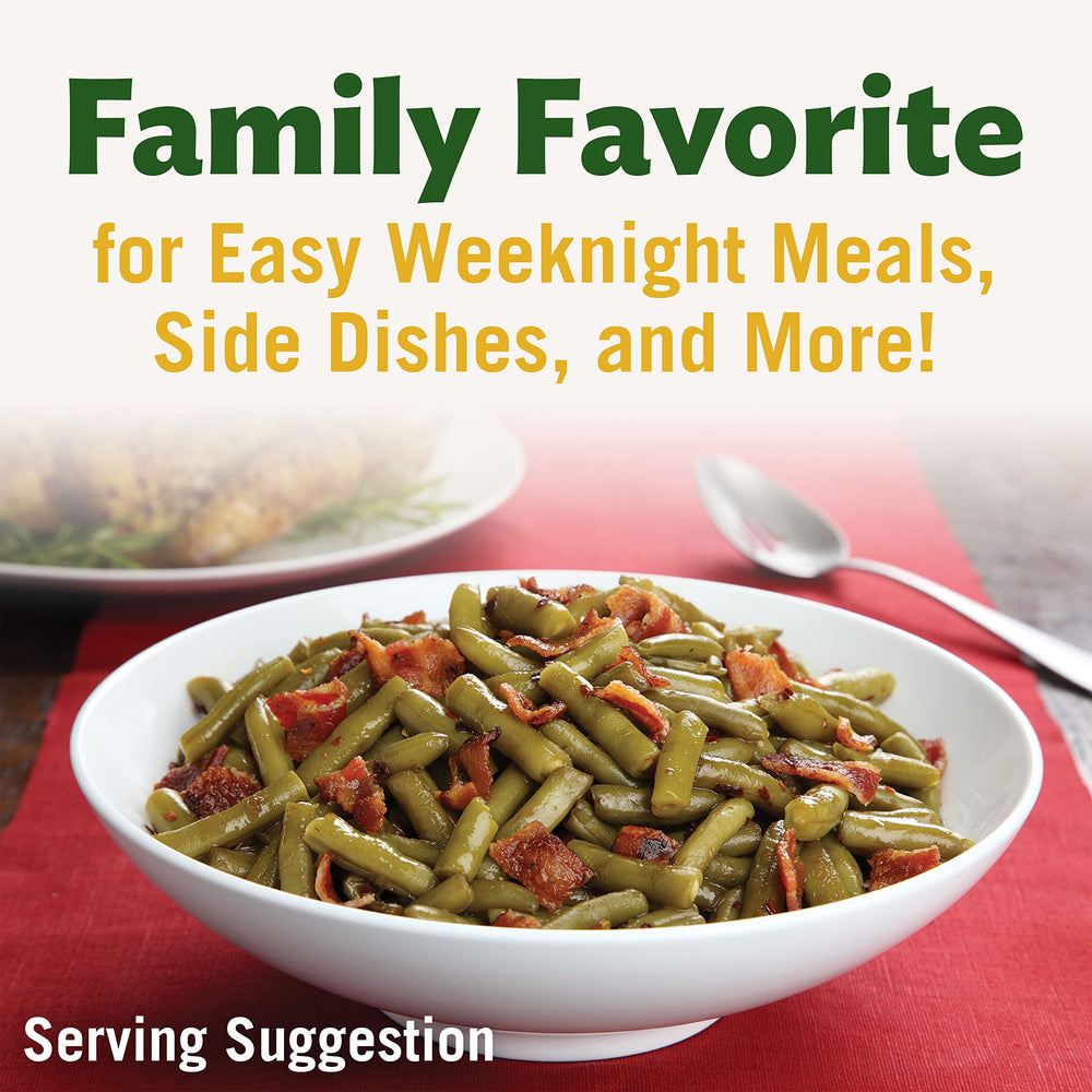 Del Monte Blue Lake green beans sealed can emphasizing freshness.